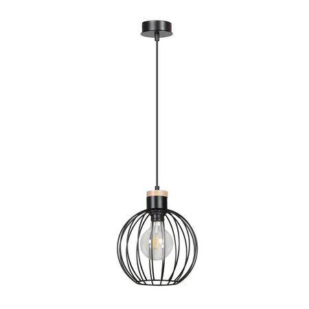 Lampa wisząca LOFT drewno metal kula 60W 22cm 754/1 BARBADO 1